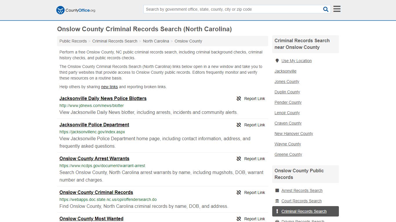 Criminal Records Search - Onslow County, NC (Arrests ...